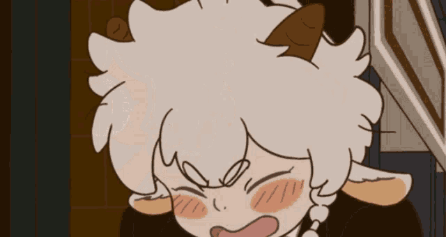 a cartoon drawing of a sheep with a surprised look on his face