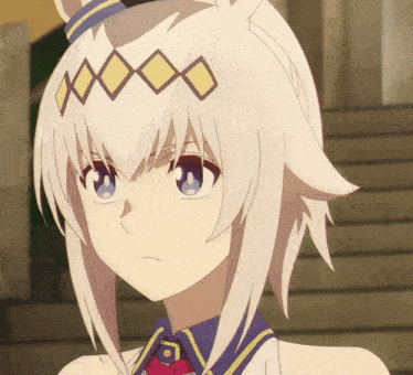 a close up of a cartoon character with white hair