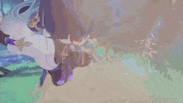 a screenshot of a video game called genshin impact shows a character flying through the air