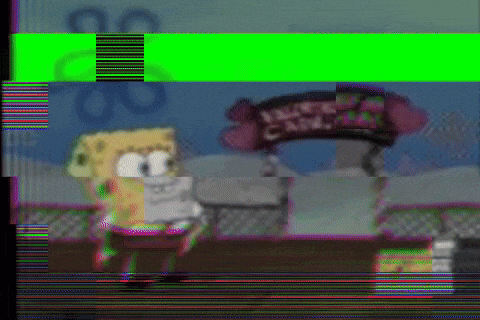 a cartoon of spongebob and patrick standing in front of a sign that says lucky strike