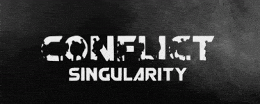 a black background with conflict singularity written in white letters