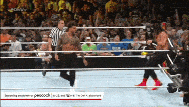 a wrestling match is being streamed on peacock