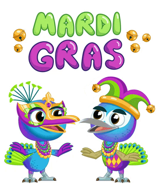 Dancing Peacocks Mardi Gras GIF - Dancing Peacocks Mardi Gras Beads GIFs