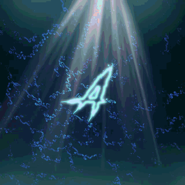 the letter a is glowing in the water