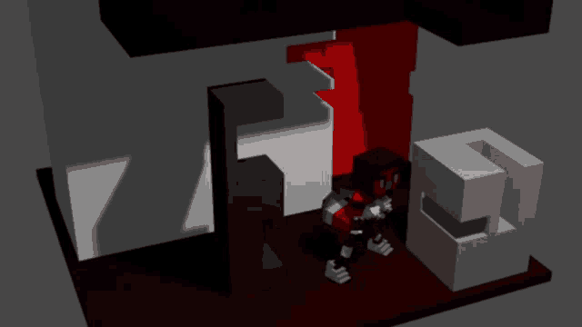 a 3d rendering of a cube with the letter f visible