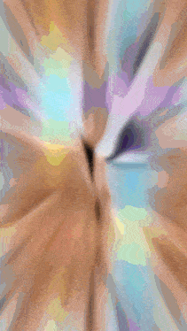 a blurry picture of a person 's face with a rainbow of colors