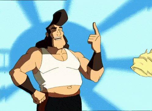 a cartoon man is giving a thumbs up sign