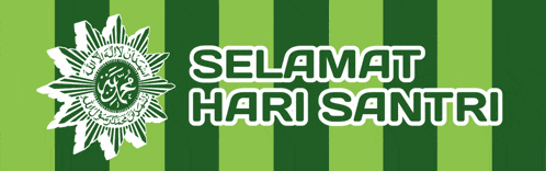 a green striped background with the words selamat hari santri in white letters