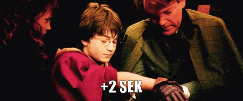 a picture of harry potter and a man with the words + 2 sek on it
