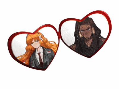 a picture of a man and a woman in heart shaped glasses