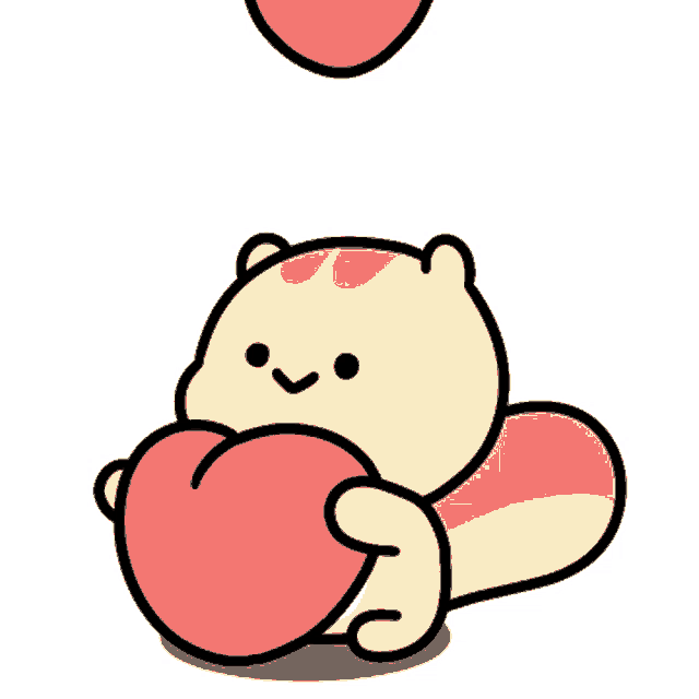 a cartoon chipmunk is holding a heart with two hearts coming out of it