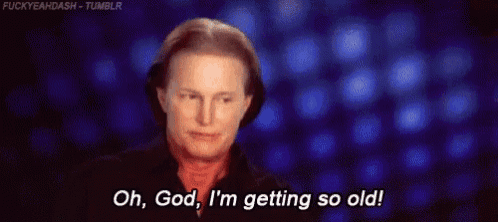 a woman is laughing and crying while saying `` oh , god , i 'm getting so old '' .