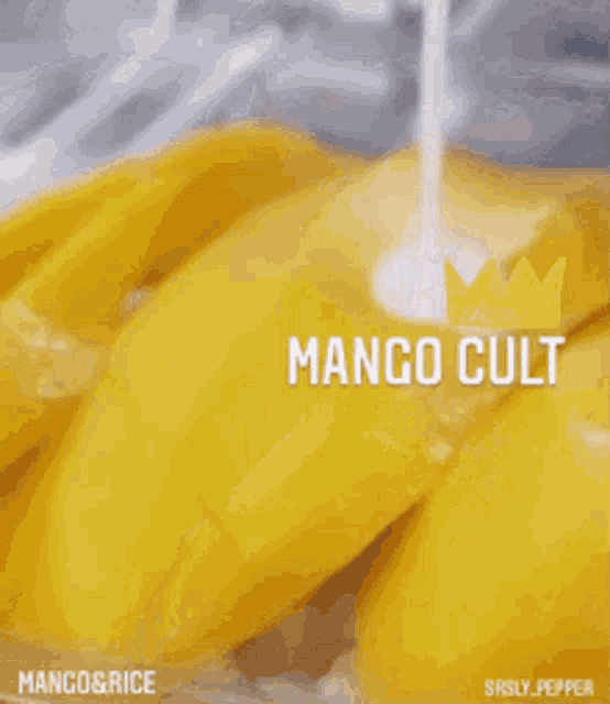 a mango with a crown on it and the words mango cult