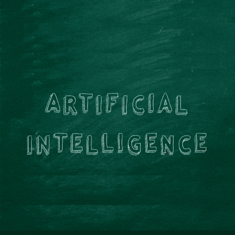 a chalkboard with the words artificial intelligence written in white chalk