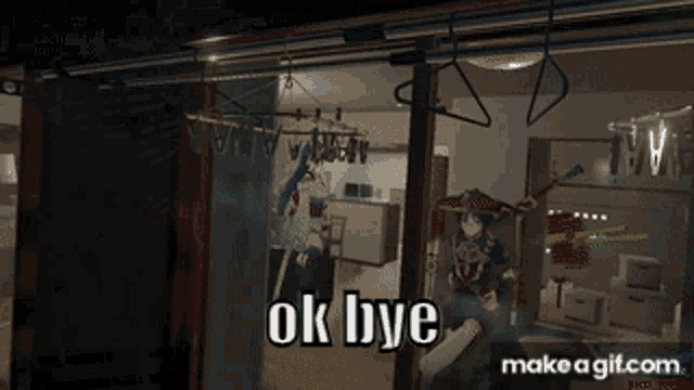 a screenshot of a video game with the words ok bye