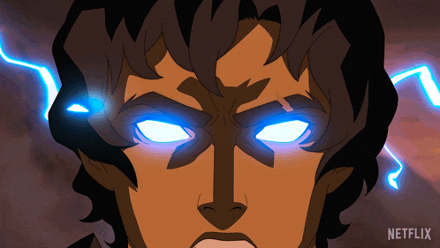 a close up of a person 's face with a netflix logo behind him