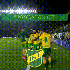 a group of soccer players on a field with a dj logo