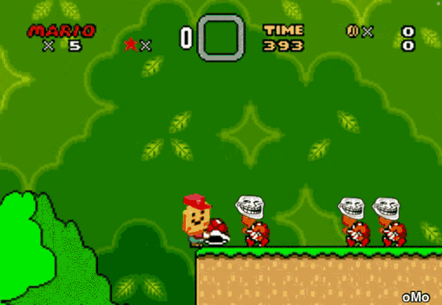 a screenshot of a video game with mario x 5 and time 1391