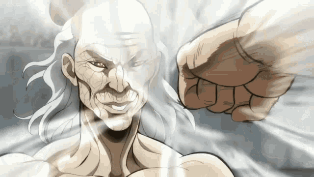 a cartoon drawing of a man with a fist in his face