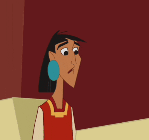 a cartoon character with a blue earring making a stop sign