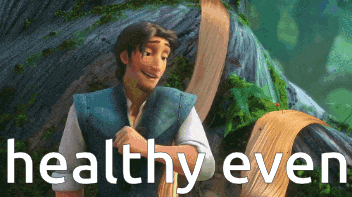 a cartoon character with the words " healthy even " written below him