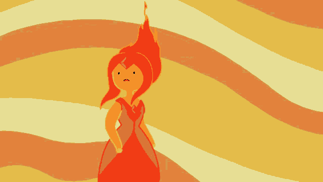 a cartoon character with orange hair and a red stone on her head