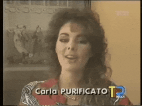 a woman with the name carla purificato written on the screen