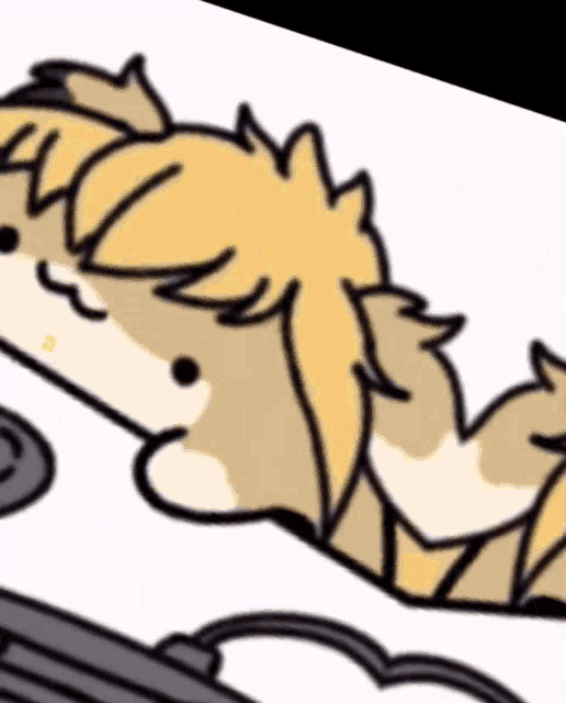 a cartoon drawing of a cat laying down on a white background