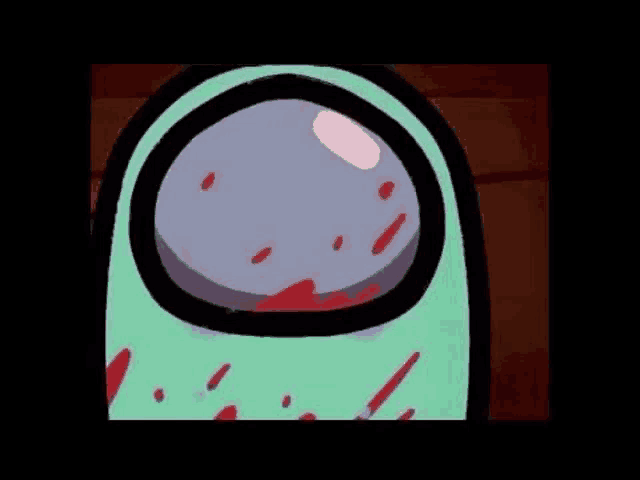 a close up of a cartoon character with blood coming out of its nose .