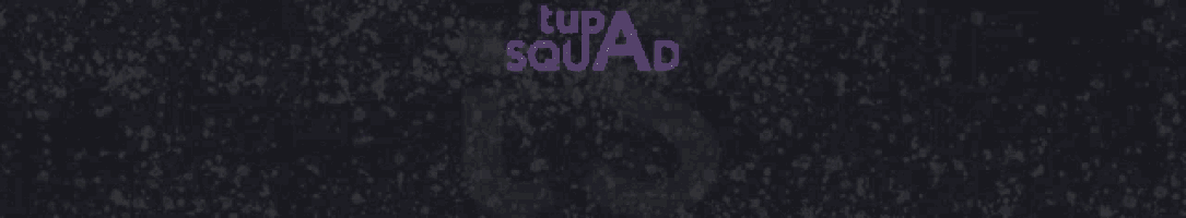 a purple and white sign that says squad on it