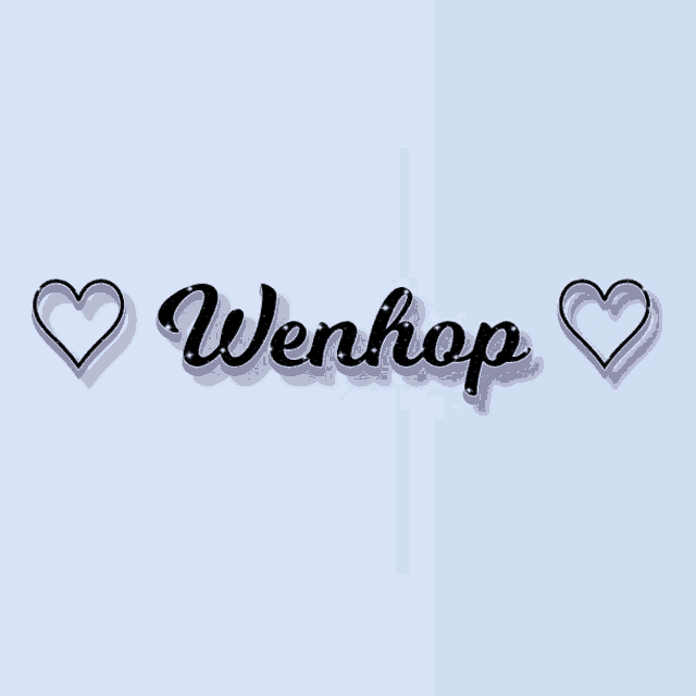 a sign that says wenhop with two hearts around it