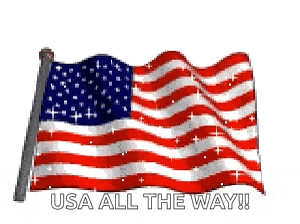 an american flag is waving in the wind with the words usa all the way below it