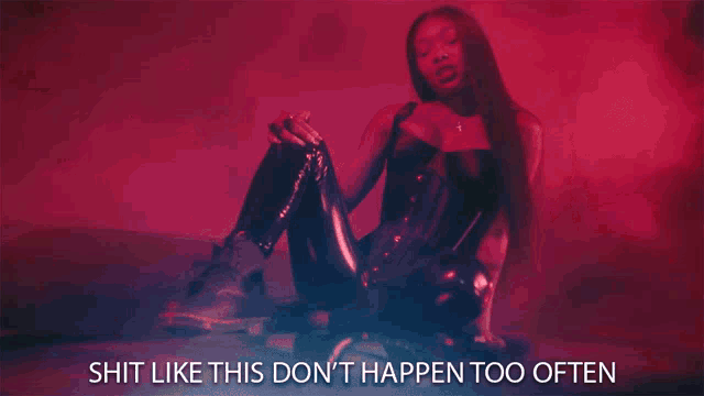 a woman in a corset with the words shit like this don t happen too often