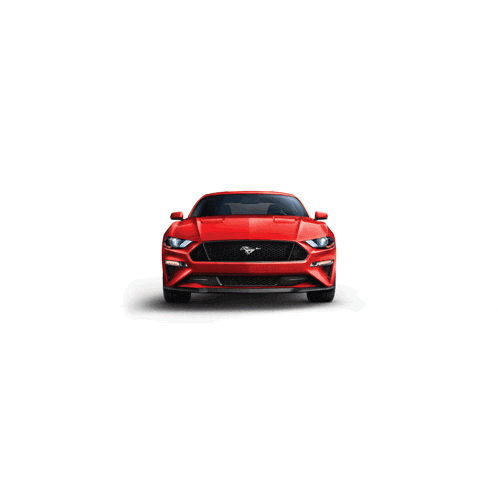 red and white mustangs are lined up in a row on a white background
