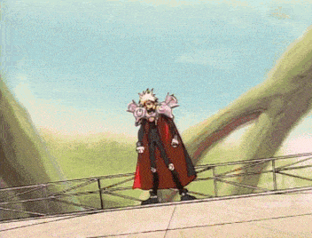 a cartoon character with a red cape and a crown on his head