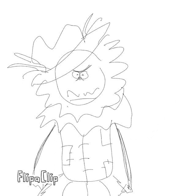 a drawing of a scarecrow giving a thumbs up with the words flipa clip below it