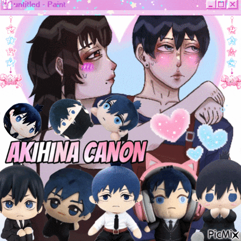 a collage of anime characters with the name akihina canon at the bottom