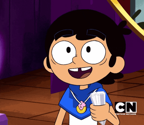 a cartoon character from the cartoon network holds a piece of paper