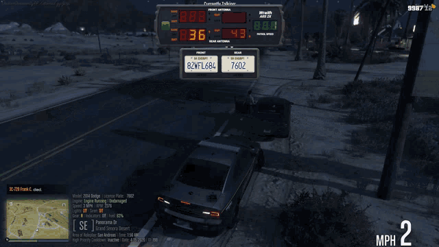 a screenshot of a video game shows a car driving at 28 mph