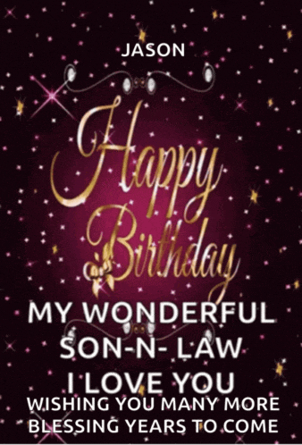 a birthday card for a son-in-law with the name jason on it