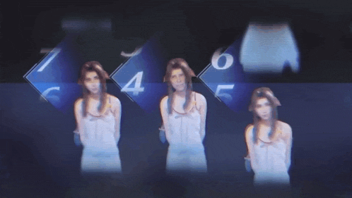 a woman in a white dress is standing in front of a sign that says 1 2 3 4
