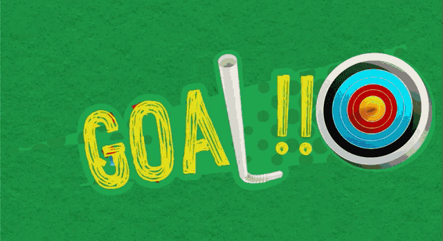 a green background with the word goal and a target with a dart in it