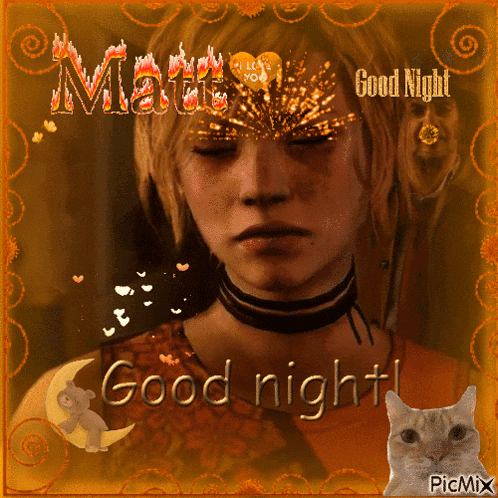 a picture of a woman wearing a mask with the words good night written on it