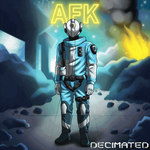 a drawing of an astronaut with the word afk written above him