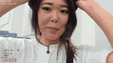 a woman in a white shirt with today 's subs 232 on the bottom right