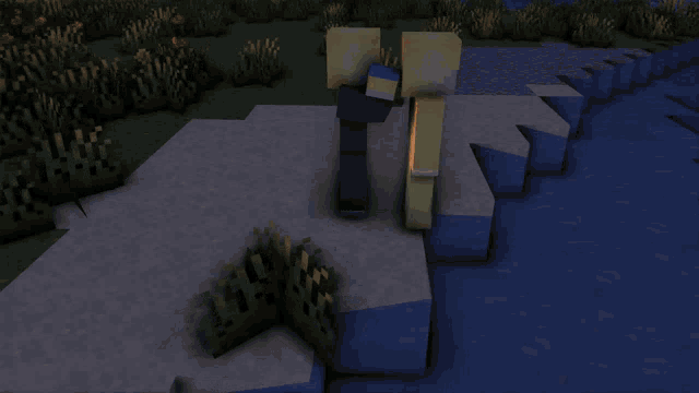 a person in a minecraft video game is standing next to a plant