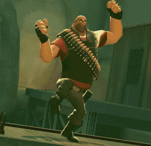a cartoon character with a belt full of bullets