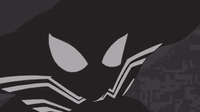 a black and white drawing of a spiderman with a white stripe on his chest