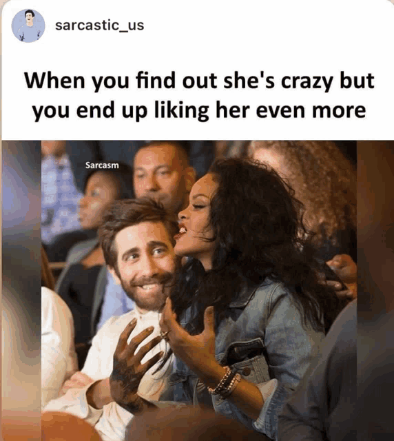 a picture of a man and a woman with a caption that says sarcastic_us