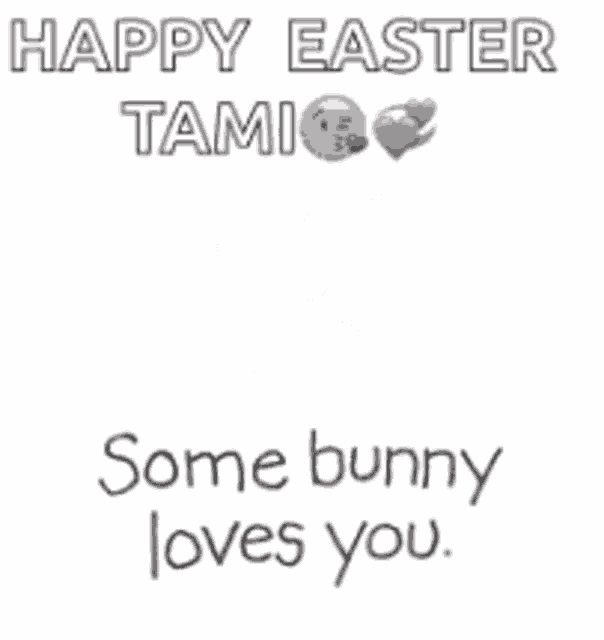 a happy easter card with a picture of a bunny and the words " some bunny loves you "